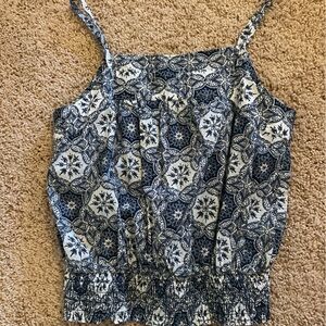 LOFT Navy and White Printed Sleeveless Top